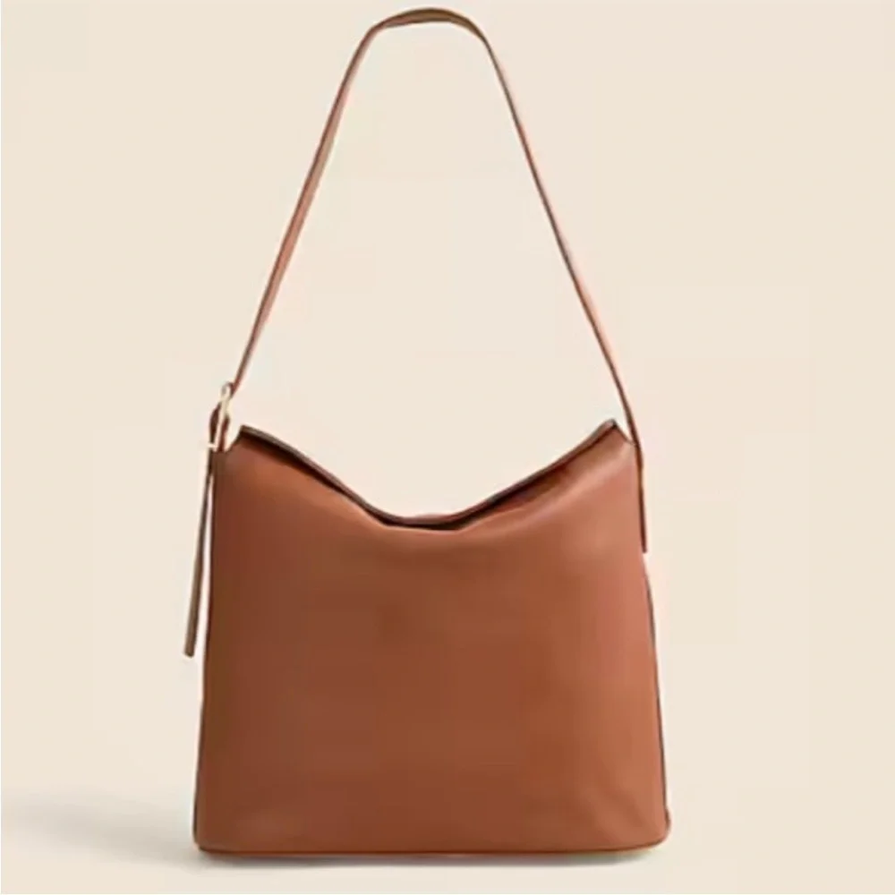 J. Crew Berkeley shoulder bucket bag in English Saddle Leather monogrammed SCL